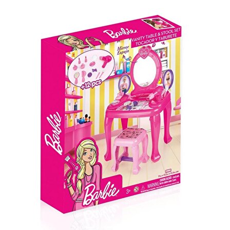 TWOX 1609 Barbie Ayaklı Makyaj Masası ve Sandalye Seti - Dolu