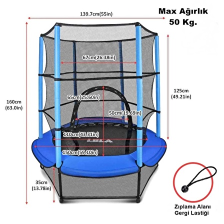 TWOX Nessiworld Hattrick 140 cm (55 inç) Güvenlik Fileli Trambolin TRP-87