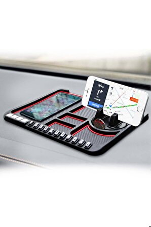 Araç İçi Kaydırmaz Ped 3D Numaratör Telefon Tutuculu Torpido Kaydırmaz XL Kare