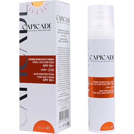 Capicade Güneş Koruyucu Krem Yağlı Ciltler Için SPF50+ 100ml(YENI Ambalaj)