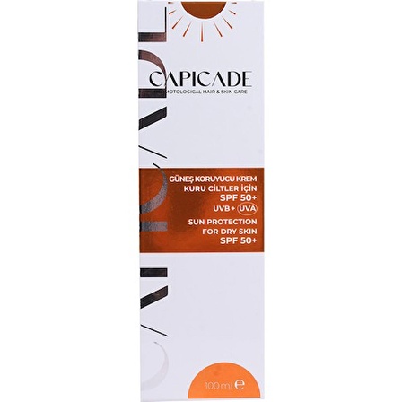 Capicade Güneş Koruyucu Krem Kuru Ciltler Için SPF50+ 100ml (Yeni Ambalaj)