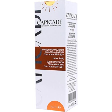 Capicade Güneş Koruyucu Krem Yaşlanma Karşıtı Collagen SPF50 + 100 ml(Yeni Ambalaj)