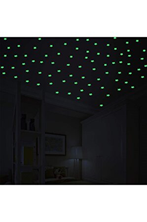 200 Adet Karanlıkta Parlayan Fosforlu Yıldız Dekoratif Sticker Süs