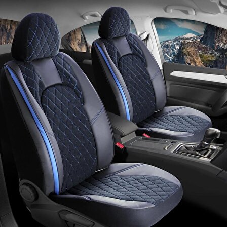 
Mazda 6.26 Uyumlu Lüx Deri Oto Koltuk Kılıfı Ön Arka Set Chester Serisi Siyah Mavi