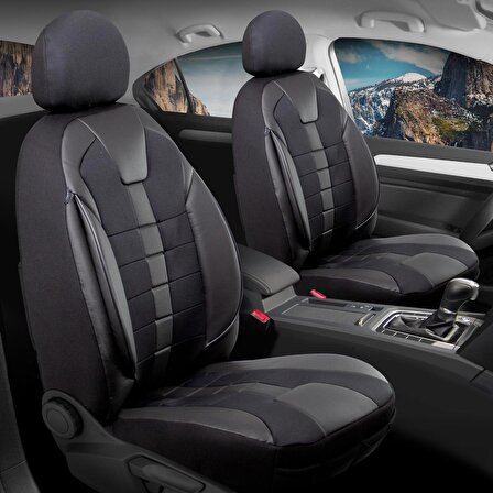 
Opel Astra G HB Uyumlu Deri Detaylı Oto Koltuk Kılıfı Ön Arka Set Vista Siyah