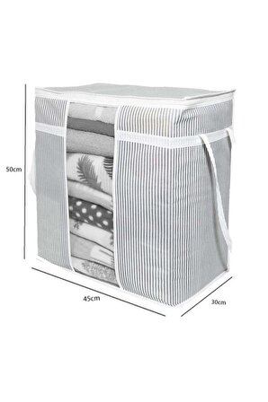Flosoft Pencereli Saklama Çantası, Yastık Havlu Kıyafet Çamaşır Hurcu Düzenleyici 30x45x50cm