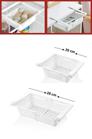 Dolap İçi Ayarlanabilir Askılı Raf, Buzdolabı Akordiyon Süzgeçli Saklama Rafı, Düzenleyici Organizer