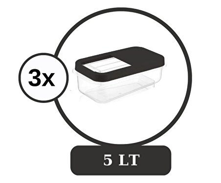 Flosoft Multibox 5 LT Kaydırak Kapaklı Erzak Saklama Kabı 3’lü Set 3x5lt FÜME