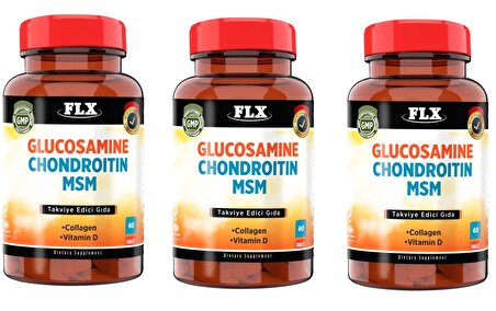 Glucosamine Chondroitin MSM Collagen Vitamin D Glukozamin 60 Tablet X 3 KUTU