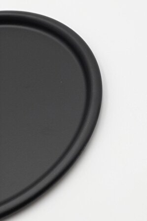 30 Cm Metal Siyah Dekoratif Tepsi, Çay, Kahve Ve Pasta Servisi Sunum Tepsisi