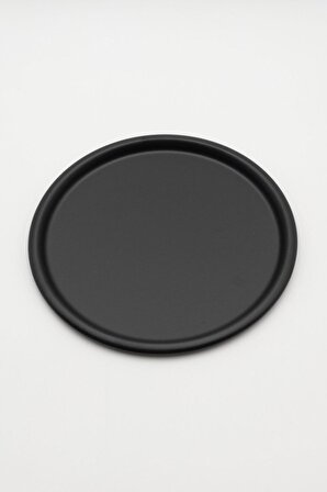 30 Cm Metal Siyah Dekoratif Tepsi, Çay, Kahve Ve Pasta Servisi Sunum Tepsisi