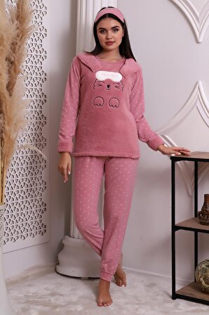 Fawn 3002 Peluş Welsoft Polar Kışlık Kadın Ev Pijama Takımı