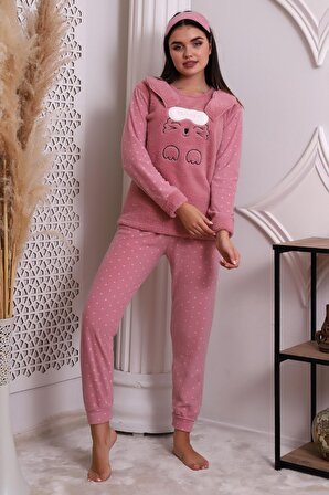 Fawn 3002 Peluş Welsoft Polar Kışlık Kadın Ev Pijama Takımı