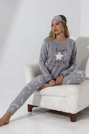 Fawn 3037 Peluş Welsoft Polar Kışlık Yumoş Kadın Pijama Takımı