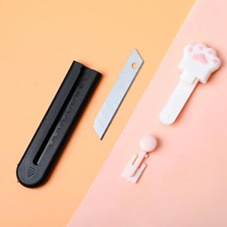 Taşınabilir Sevimli Pati Şeklinde Falçata - Patili Maket Bıçağı Siyah Renk