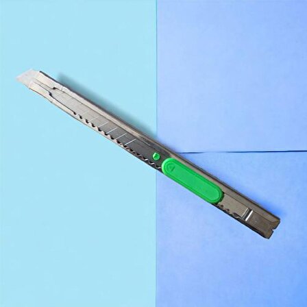 Metal Tokalı Çıtçıtlı İnce Falçata - Maket Bıçağı (Mavi Kırmızı Yeşil) 3 Adet Renk Gönderilecek