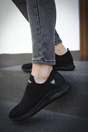 Siyah - Yeni Sezon Bağcıksız Triko Erkek Sneaker