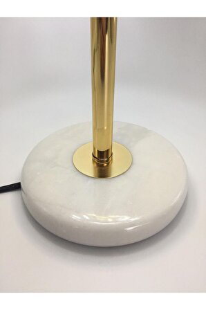 2'li Gold Kristal Cam Abajur, Mermer Ayaklı Dekoratif Masa Lambası