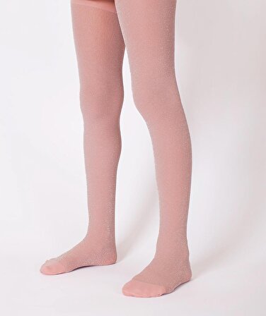 Simli Işıltılı Pembe Kız Çocuk Külotlu Çorap