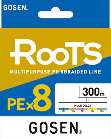 Gosen X8 Roots PE 1.2 0,187mm 8 Kat İp Misina 300mt MULTİCOLOR