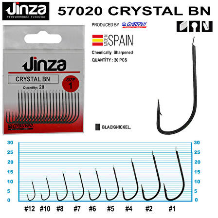 Jinza 57020 Crystal BN Siyah Olta İğnesi 20’li Paket NO:8