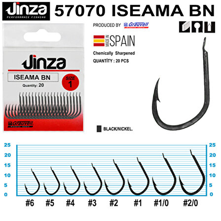 Jinza 57070 iseama BN Siyah Olta İğnesi20’li Paket NO:1