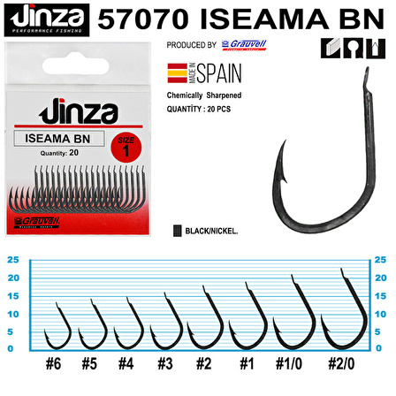 Jinza 57070 iseama BN Siyah Olta İğnesi20’li Paket NO:2/0