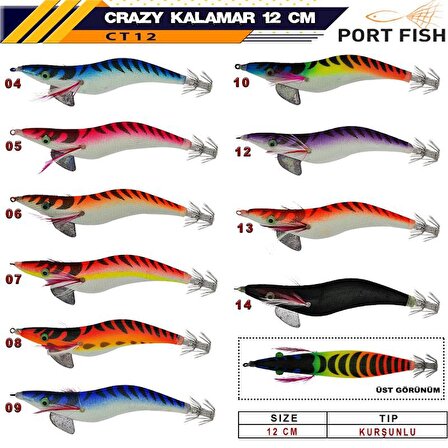 KURŞUNLU KALAMAR ZOKASI Portfish Crazy 12CM RENK:13