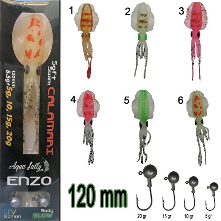 SİLİKON AHTAPOT AQUASALTY Enzo Soft Swim Calamari120mm + Jig Head RENK:02