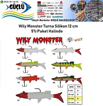 Turna Silikonu 12 cm Wily Monster 5’li Paket RENK:3