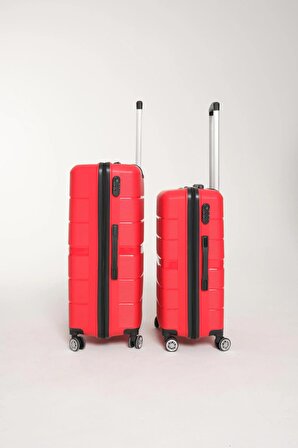 GBAG Pp Polipropilen Kırılmaz Silikon 2 Li Valiz Seti Büyük Boy ve Orta Boy 2 Li Plastik Bavul Seti