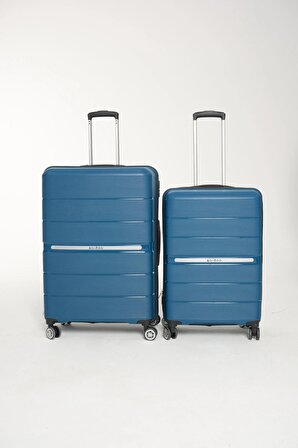 GBAG Pp Polipropilen Kırılmaz Silikon 2 Li Valiz Seti Büyük Boy ve Orta Boy 2 Li Plastik Bavul Seti