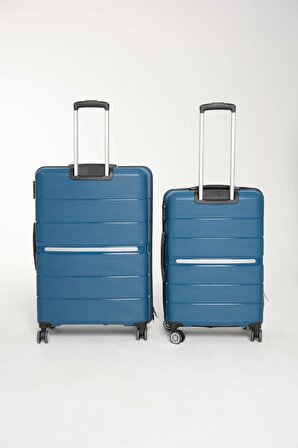 GBAG Pp Polipropilen Silikon Kırılmaz 2 Li Valiz Seti Orta ve Kabin Boy Plastik Bavul 2 Li Set