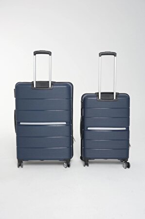 GBAG Pp Polipropilen Kırılmaz Silikon 2 Li Valiz Seti Büyük Boy ve Küçük Kabin Boy 2 Li Plastik Bavul Seti