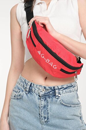 Gbag Unisex Çapraz Askılı 3 Bölmeli Spor Koşu Vücut Bel Çantası Body Bag Omuz Askılı Çanta Kırmızı