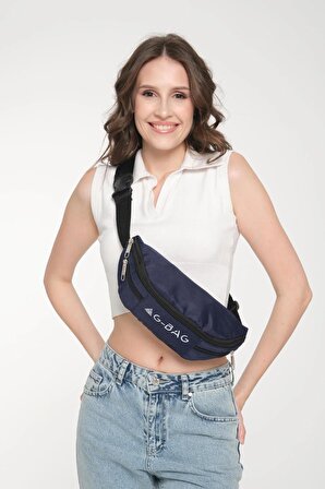 Gbag Unisex Çapraz Askılı 3 Bölmeli Spor Koşu Vücut Bel Çantası Body Bag Omuz Askılı Çanta Lacivert