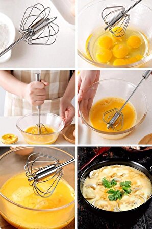 Çelik Çırpıcı Bas Çek Mutfak Çırpıcı El Blender Yaylı Yumurta Çırpma Mikser Tel Karıştırıcı