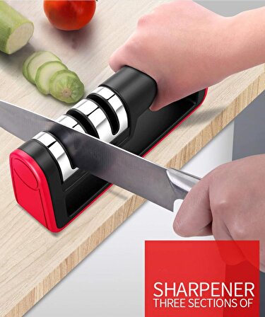 Kırmızı Siyah Bıçak Bileyici Açılı Seramik Elmas Uçlu Kasap Mutfak Çelik El Bıçakları Bileme Aleti