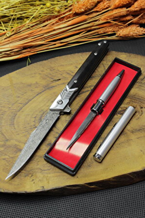 23 cm M390 Damascus İşlemeli Çakı ve Kalem Bıçak