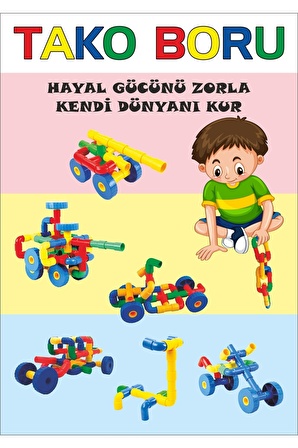 Zekice Tekerlekli Boru Lego 72 Parça Tako Boru