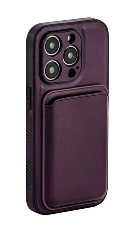 İphone 12 Pro Max Kartlıklı Magsafe Kılıf Kapak Koruma Derin Mor