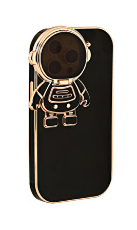 İphone 11 Pro Astronot Kamera Cam Korumalı Telefon Kılıfı Siyah