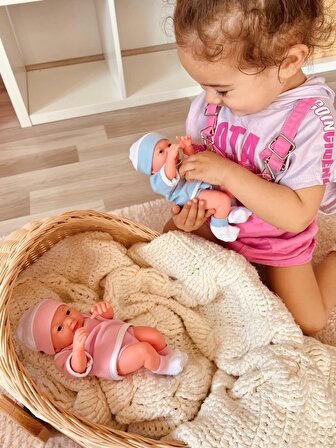 Mavi Ve Pembe Renk Yeni Doğan Gerçek Et Bebek 25 Cm