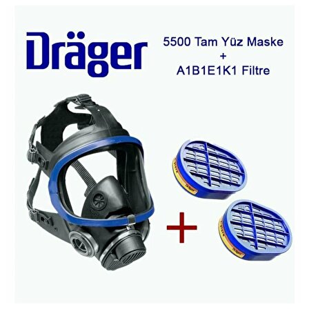 Drager X-Plore 5500 Epdm/Pc Tam Yüz Maske + 6738816 Drager X-Plore A1B1E1K1 Filtre