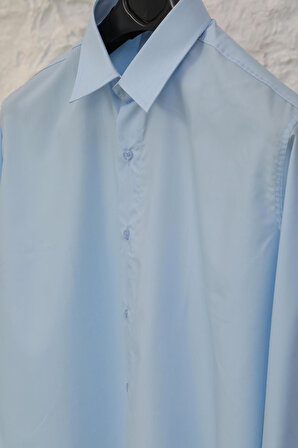 Erkek Mavi Slim Fit Dar Kalıp Klasik Gömlek