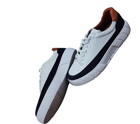Growish GR0002 Hakiki Yumuşak Deri Beyaz Sneaker Erkek Ayakkabı