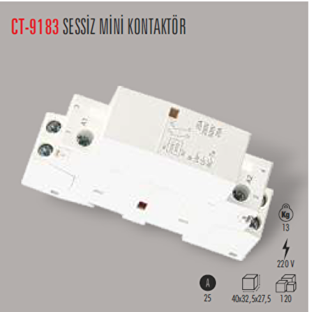 CT-9183 25A MODÜLER AYDINLATMA KONTAKTÖRÜ CATA