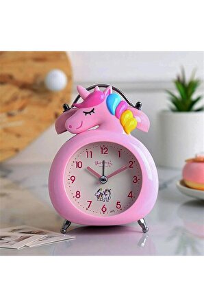 Unicorn Işıklı Alarmlı Masa Saati Çift Çanlı Akar Saniyeli Dekoratif Çalar Saat