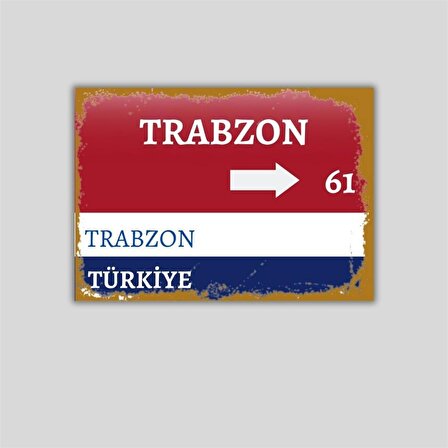 Trabzon Sokak Tabelası Görünümlü Retro Ahşap Poster