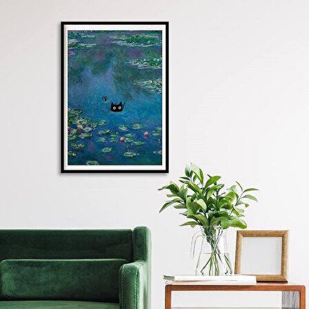 Claude Monet Nilüferler Kara Kedi Posteri-Çerçevesiz